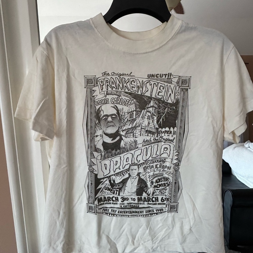 Brandy Melville Cream Frankenstein Graphic Tee